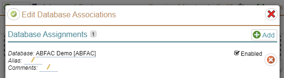 Edit Database Associations Tab